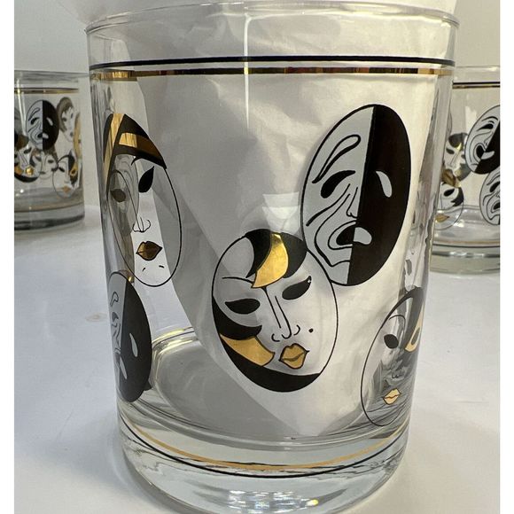 Vintage Mardi GrasāCocktail Glasses Masks - Picture 6 of 7